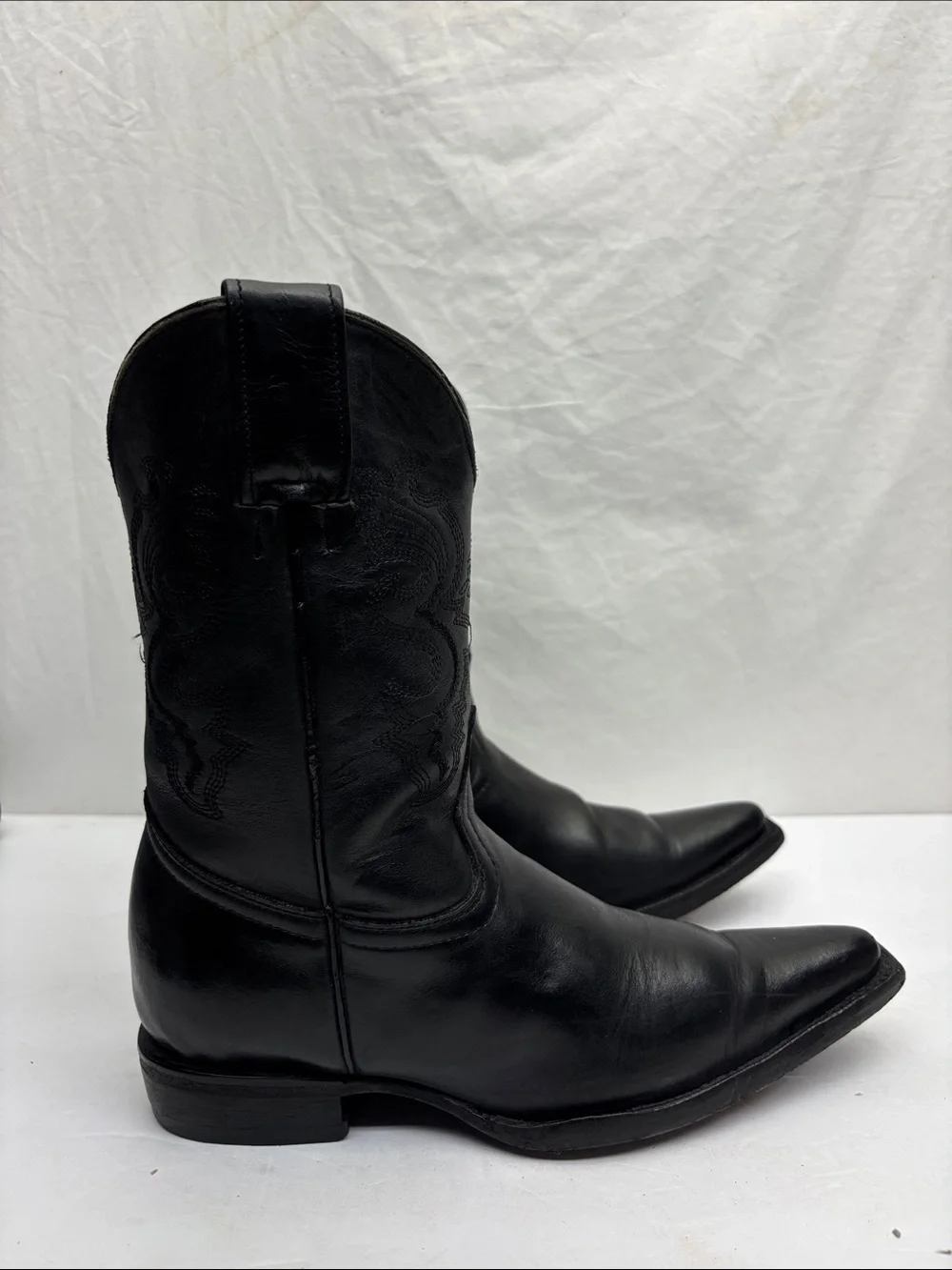 Houston Black Leather Western Cowboy Boots, SZ 21.5 Méx, 1.5 US for little boy
